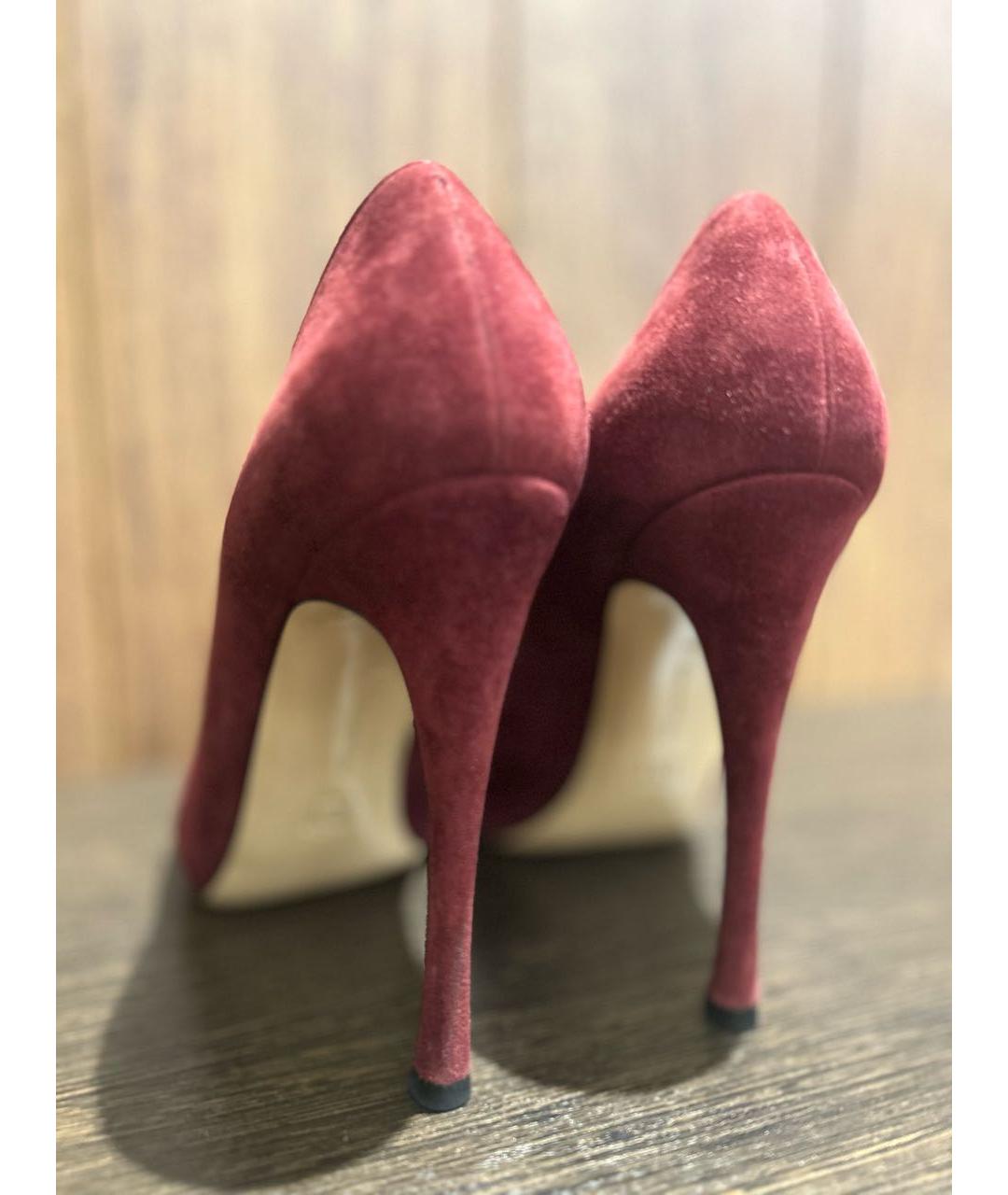 GIANVITO ROSSI Бордовые замшевые туфли, фото 4