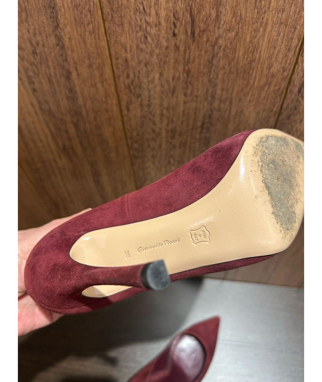 GIANVITO ROSSI Бордовые замшевые туфли, фото 7