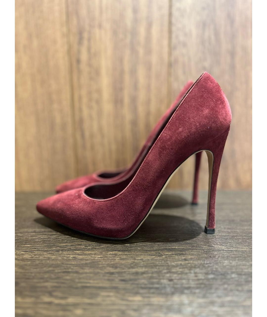 GIANVITO ROSSI Бордовые замшевые туфли, фото 9