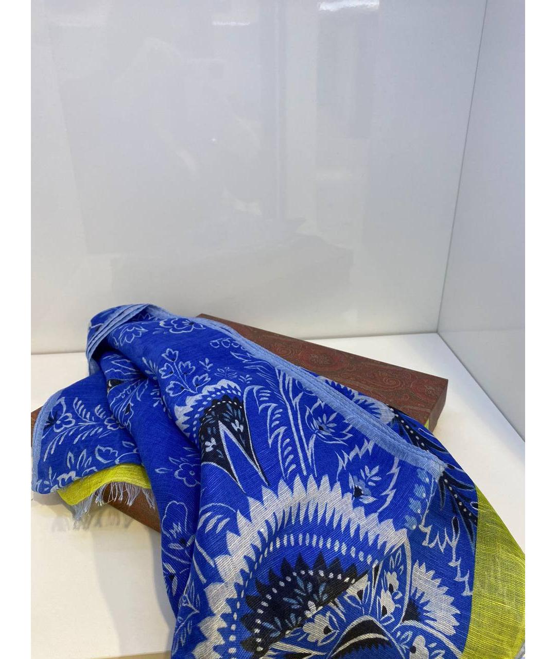 ETRO Синий льняной платок, фото 2