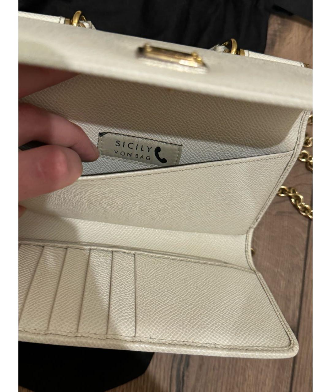 DOLCE&GABBANA Белая кожаная сумка через плечо, фото 4