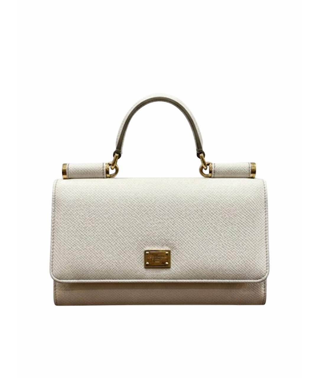 DOLCE&GABBANA Белая кожаная сумка через плечо, фото 1