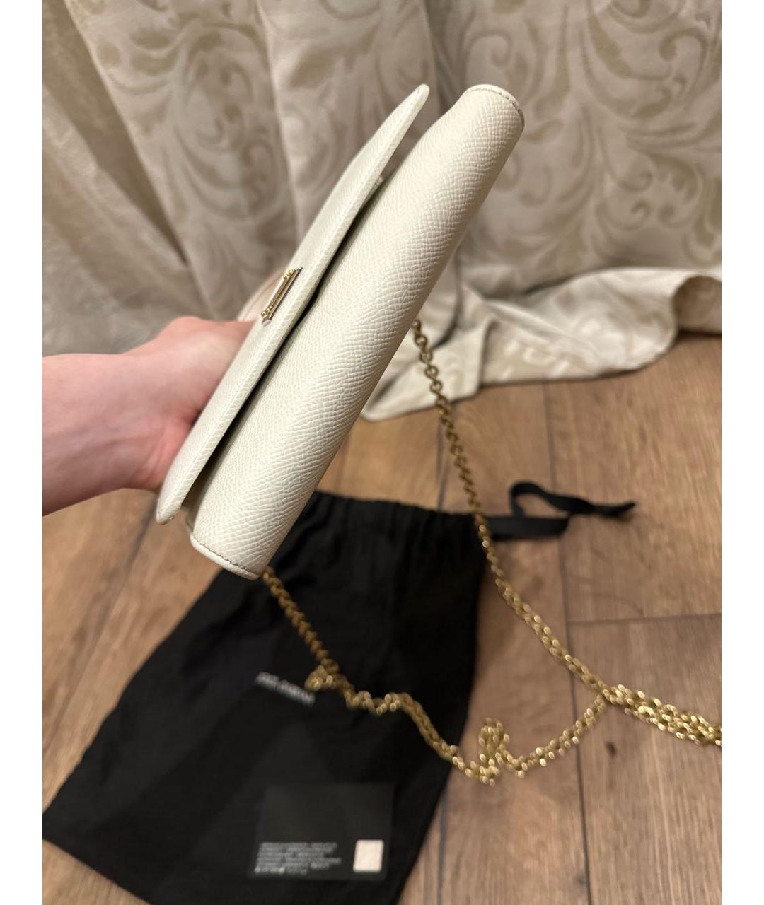DOLCE&GABBANA Белая кожаная сумка через плечо, фото 3