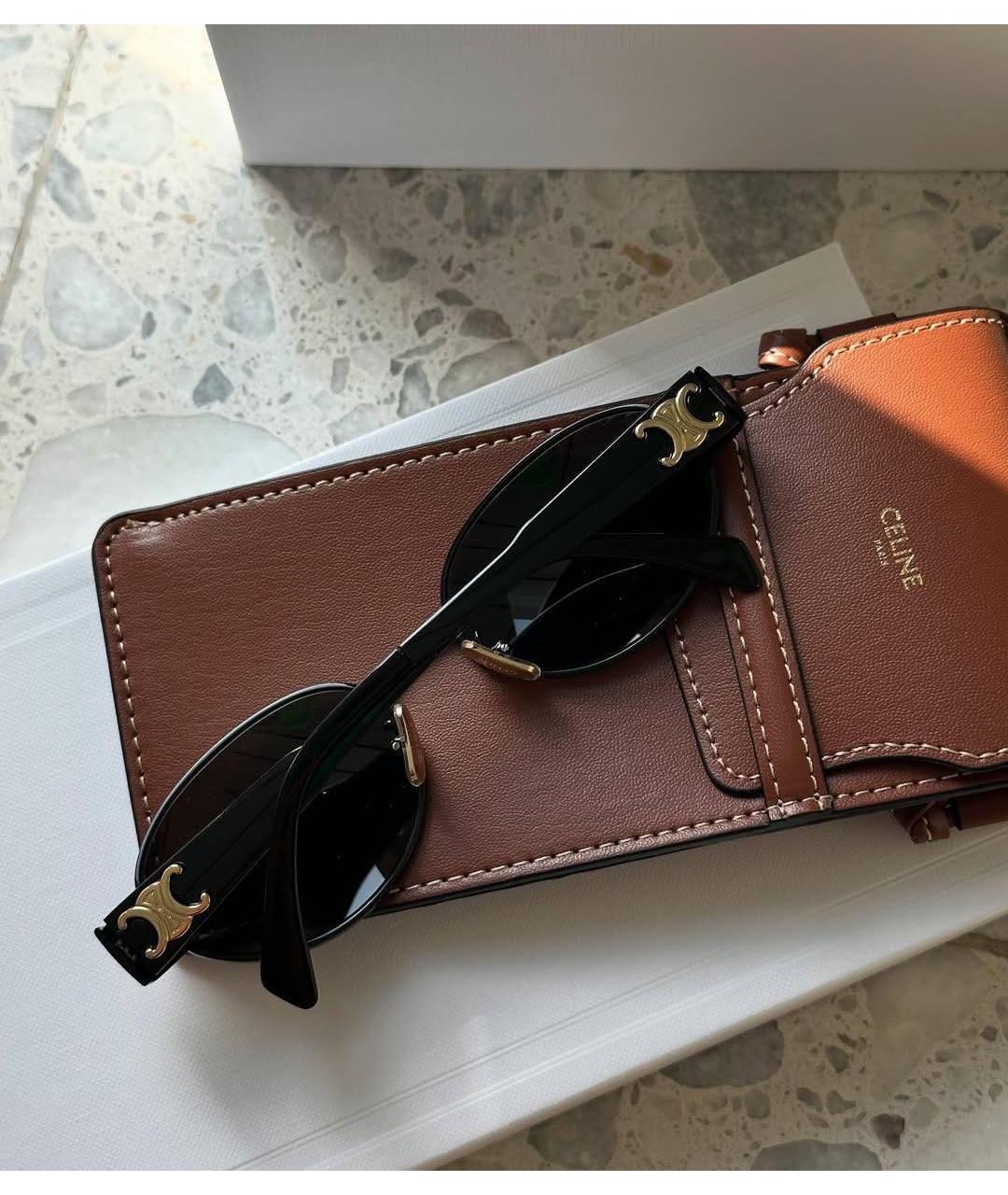 CELINE Черные металлические солнцезащитные очки, фото 3