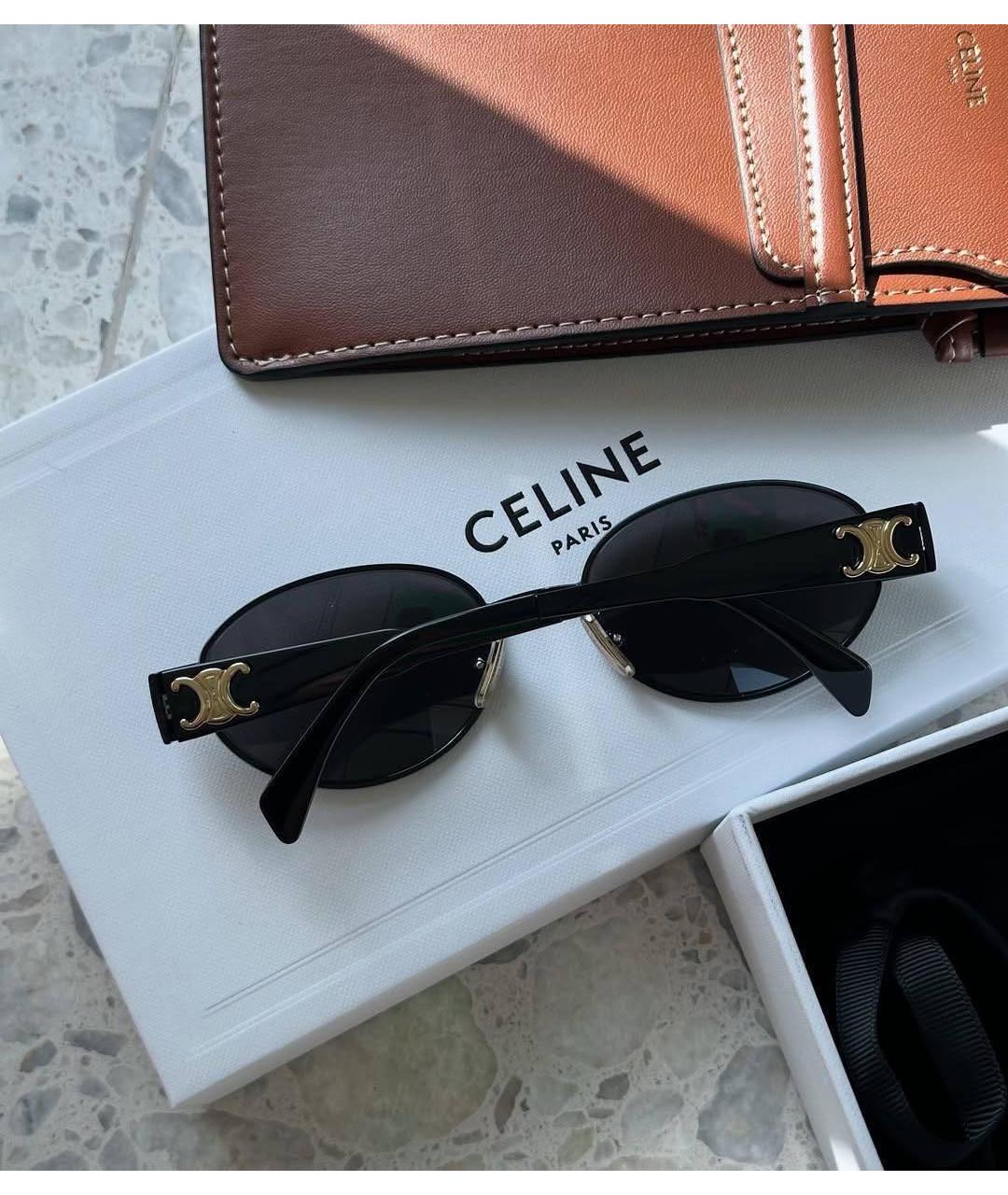 CELINE Черные металлические солнцезащитные очки, фото 4