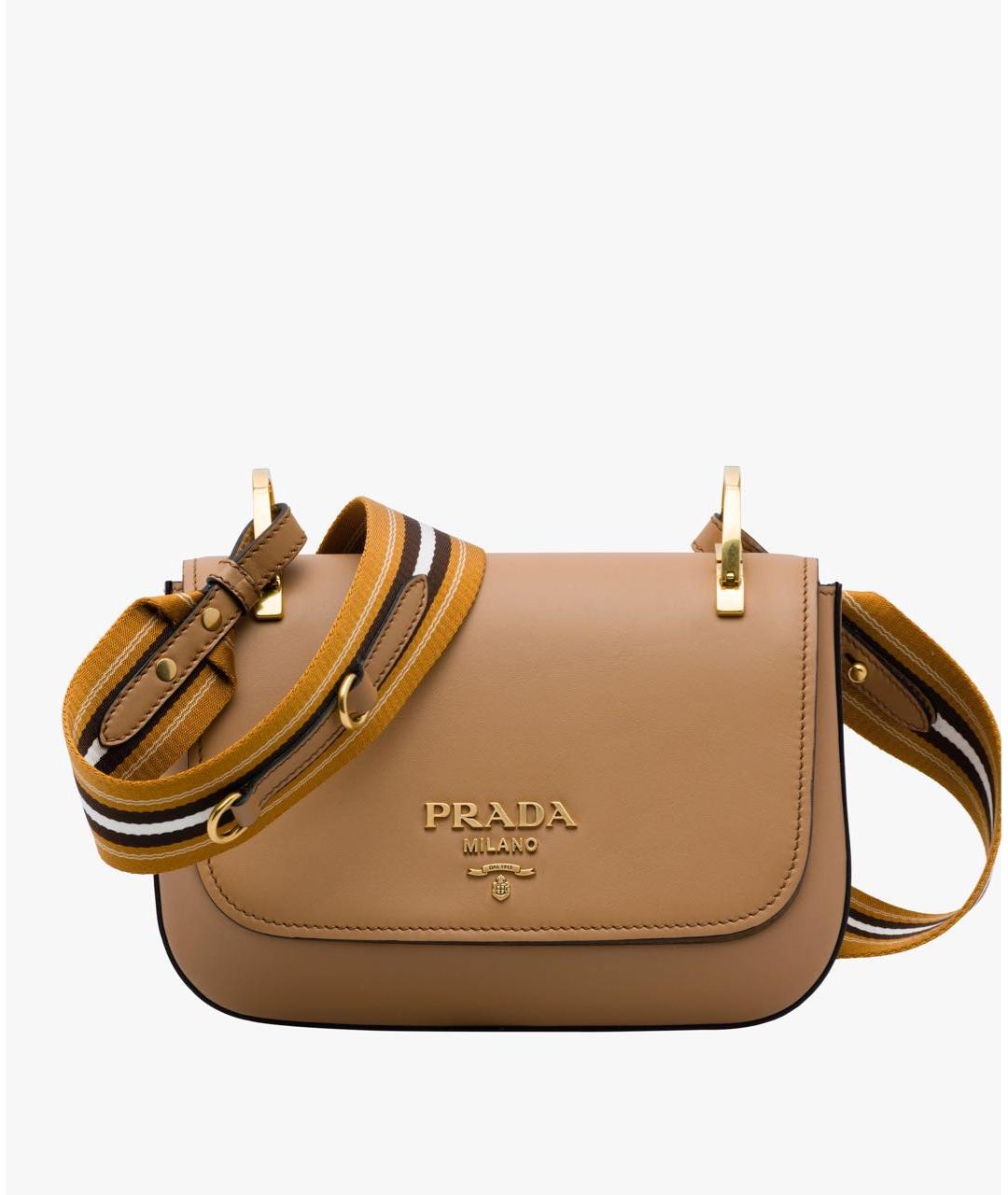 PRADA Бежевая кожаная сумка через плечо, фото 9