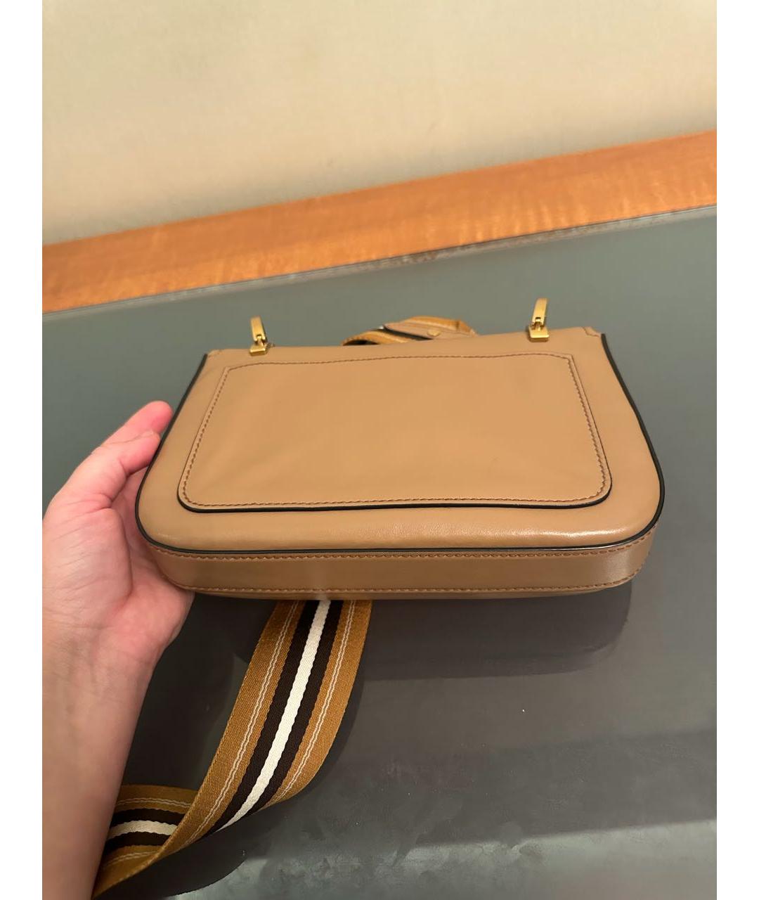 PRADA Бежевая кожаная сумка через плечо, фото 5
