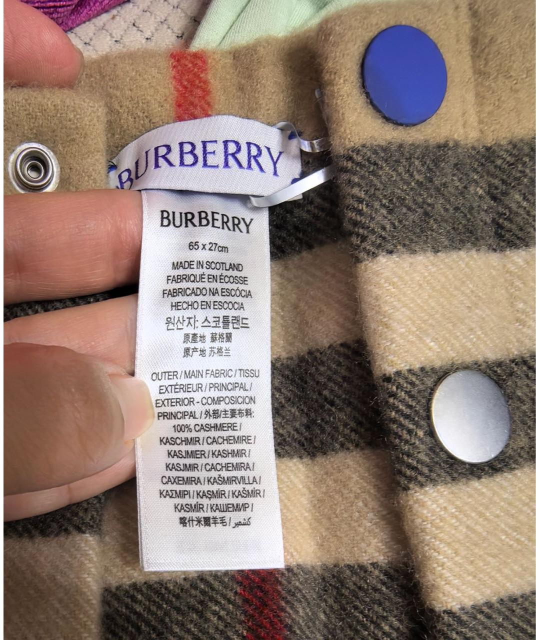 BURBERRY Бежевый шерстяной шарф, фото 5