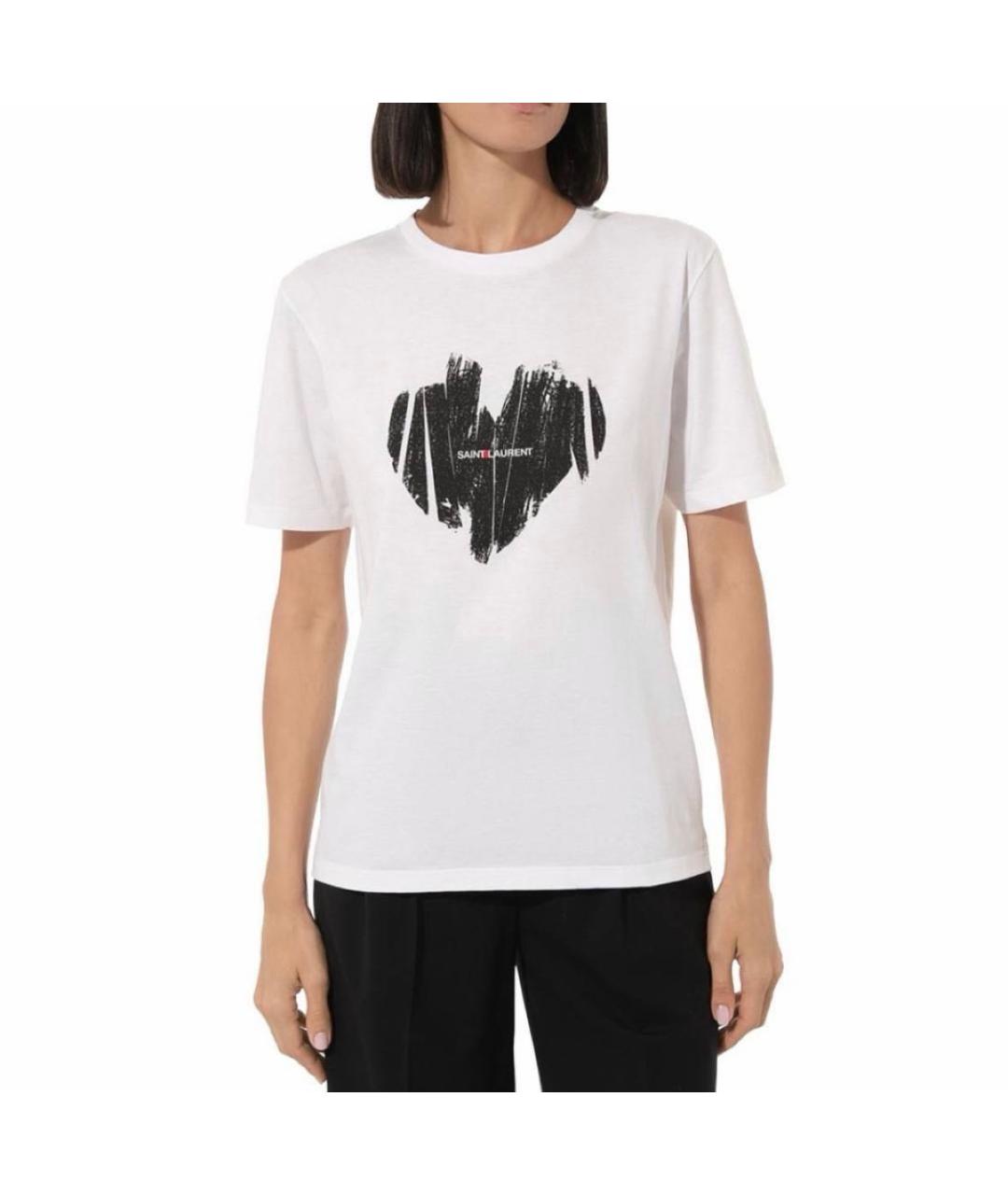 SAINT LAURENT Белая хлопковая футболка, фото 2