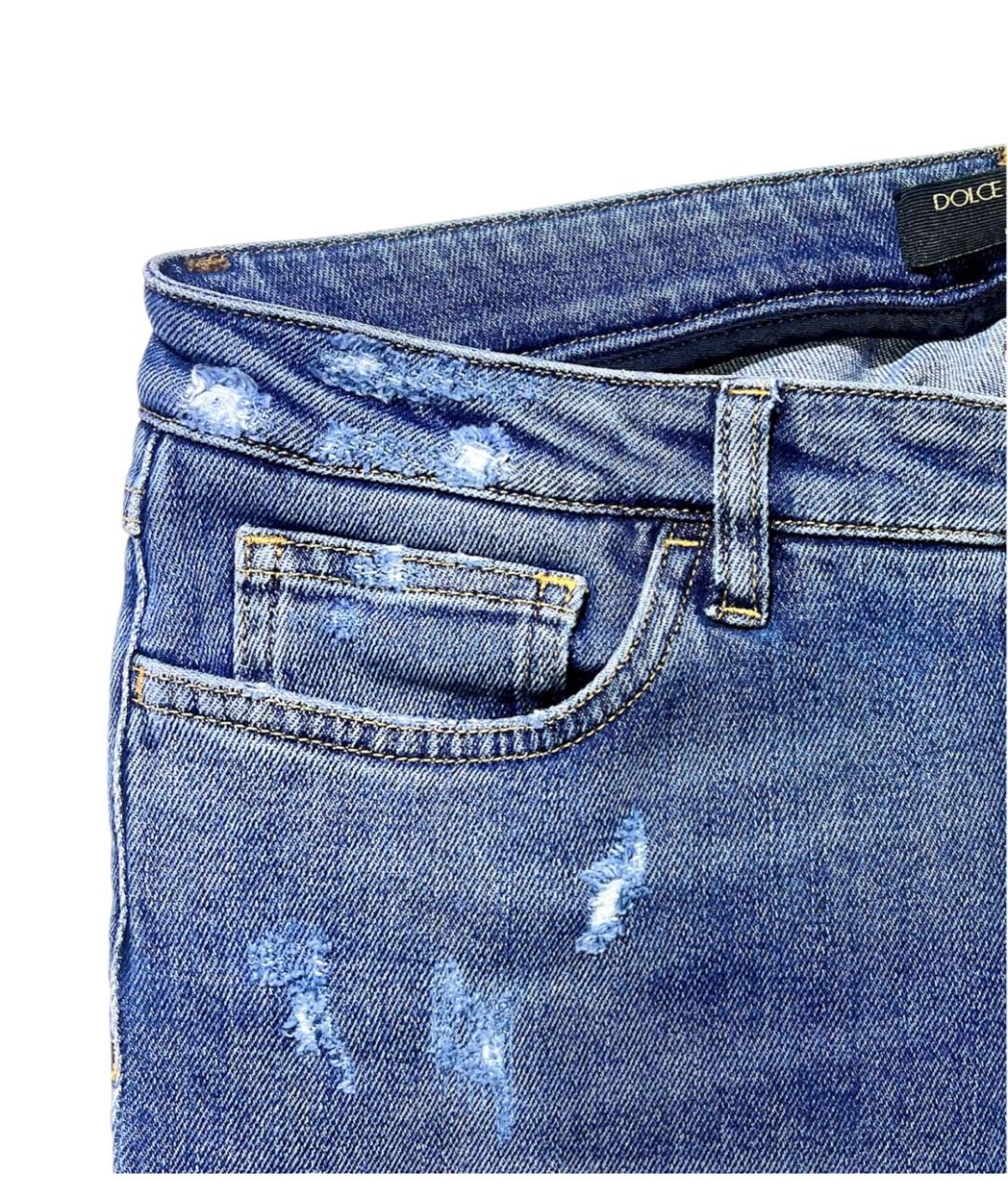 DOLCE&GABBANA Синие хлопко-эластановые джинсы слим, фото 7