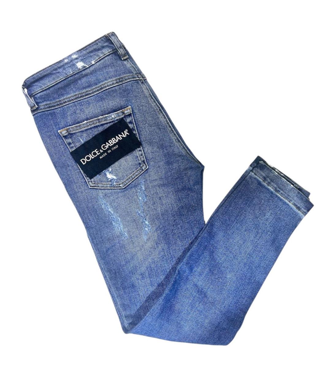 DOLCE&GABBANA Синие хлопко-эластановые джинсы слим, фото 5
