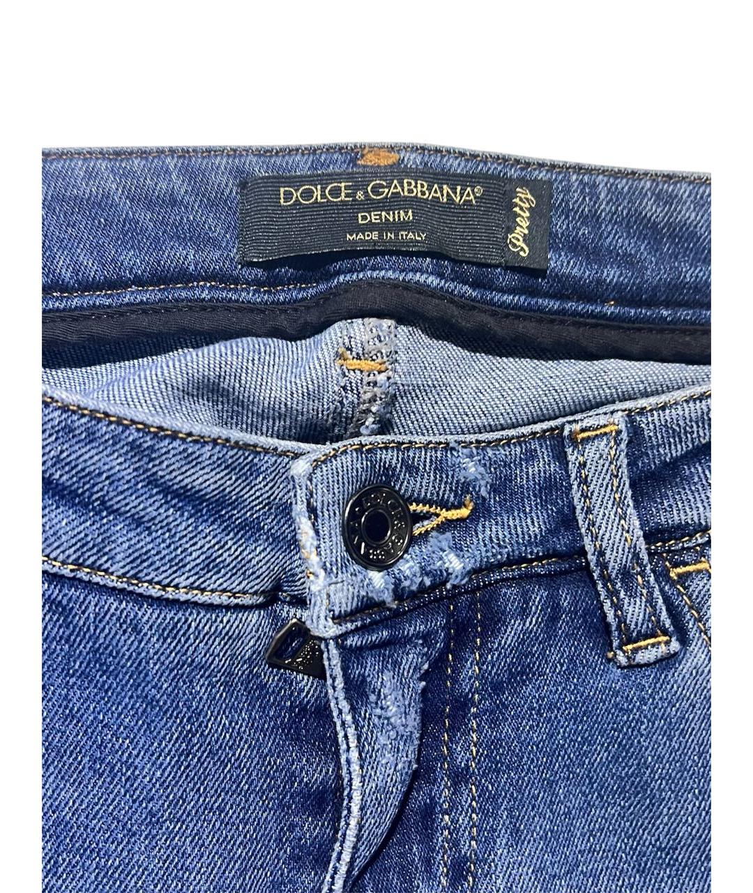 DOLCE&GABBANA Синие хлопко-эластановые джинсы слим, фото 3