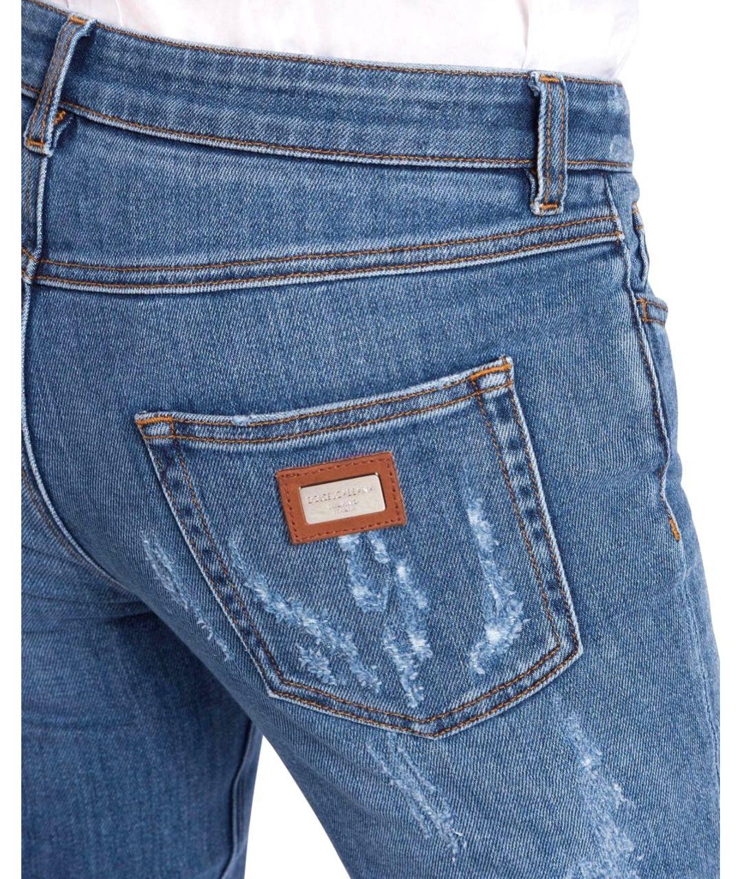 DOLCE&GABBANA Синие хлопко-эластановые джинсы слим, фото 4