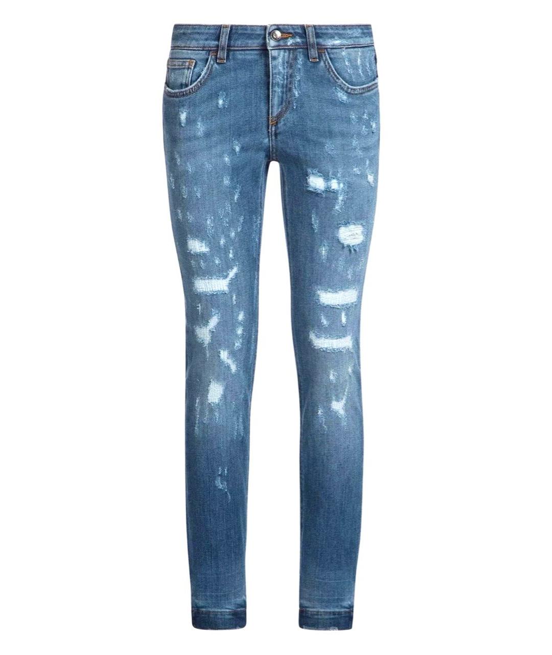 DOLCE&GABBANA Синие хлопко-эластановые джинсы слим, фото 1