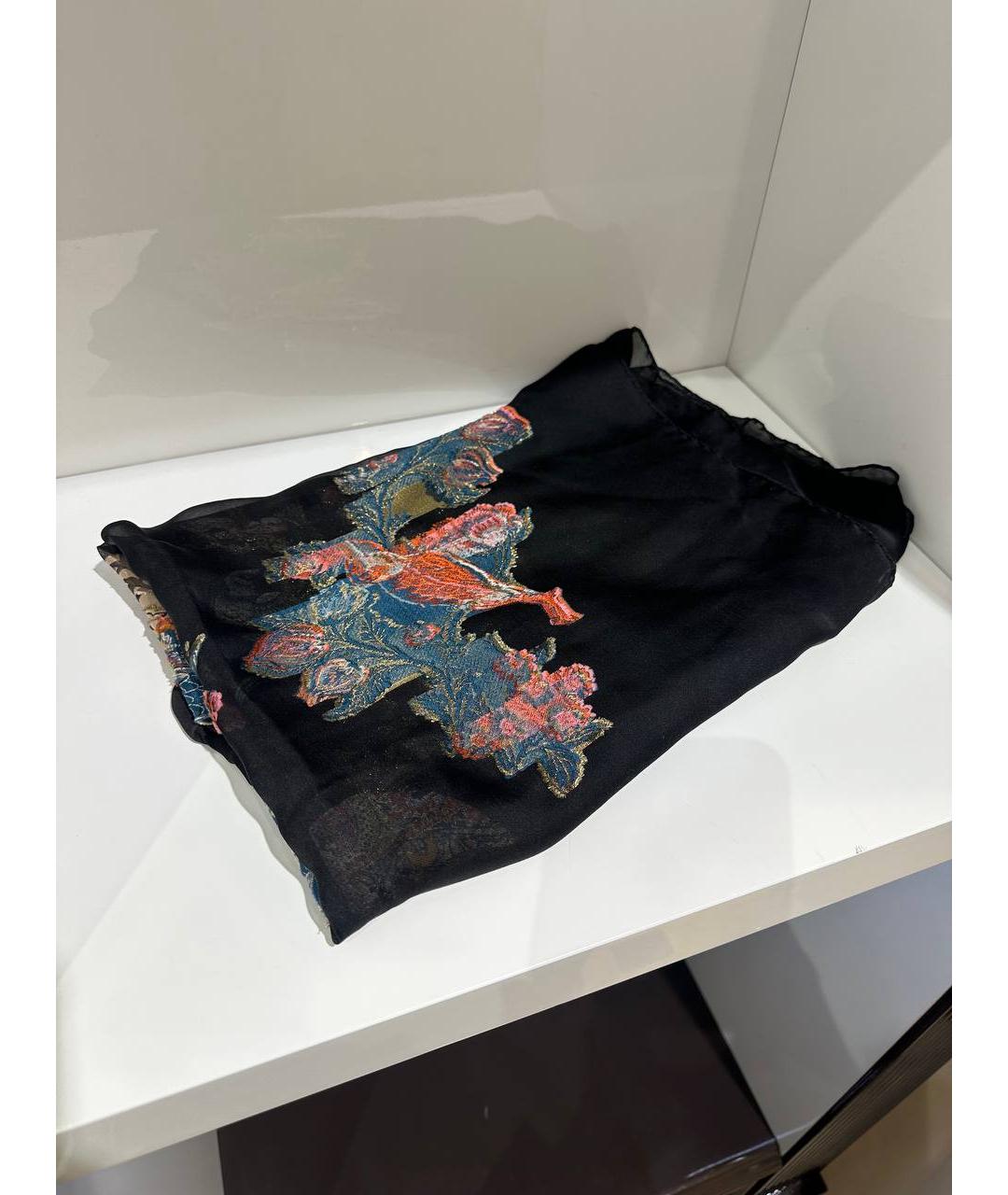 ETRO Черный шелковый платок, фото 2