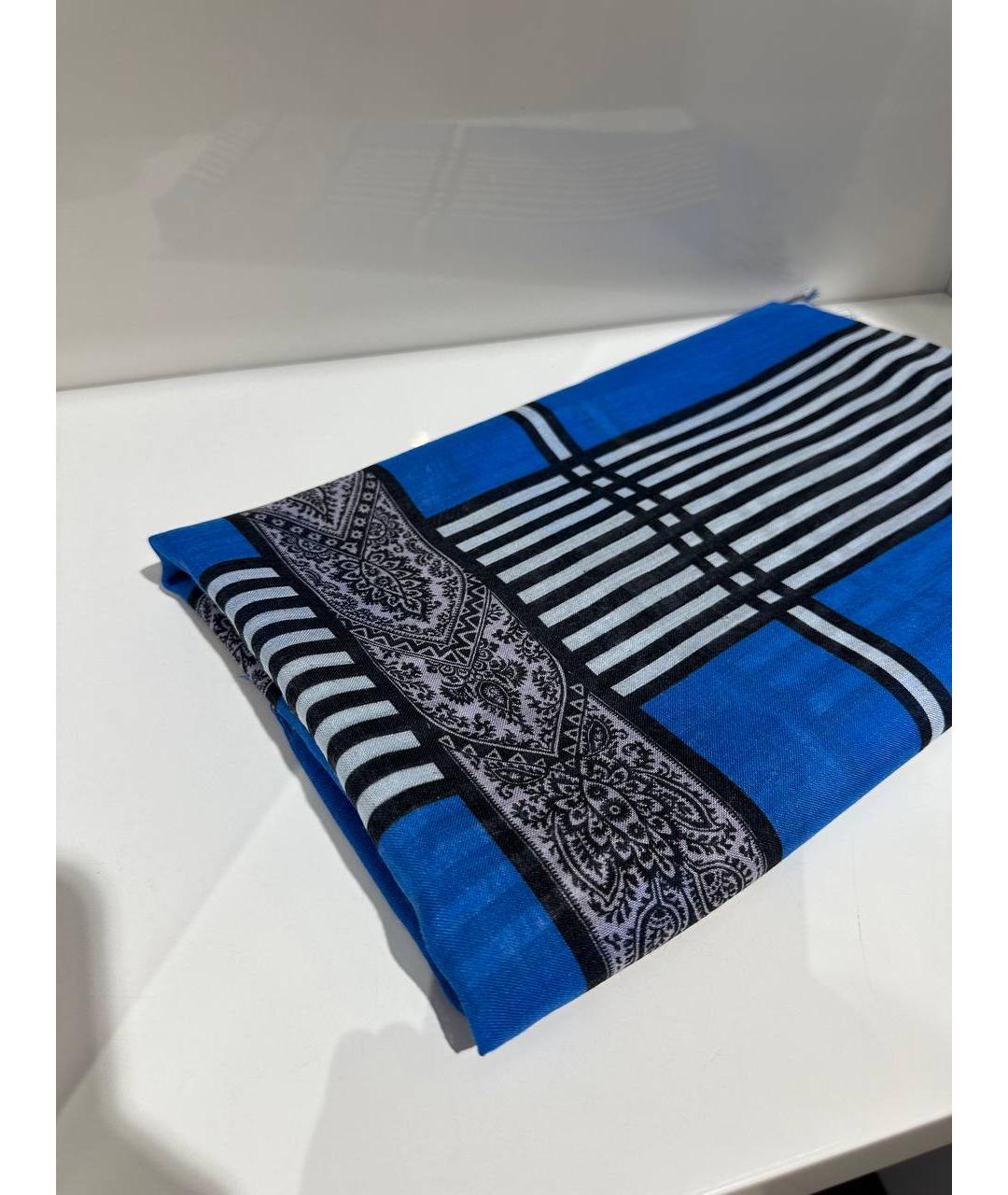 ETRO Синий шерстяной платок, фото 3