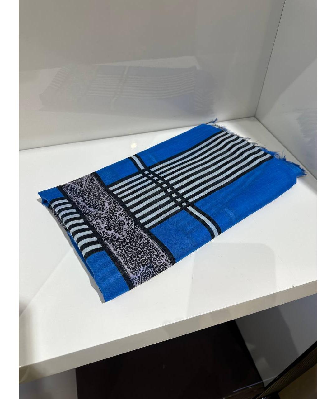 ETRO Синий шерстяной платок, фото 4