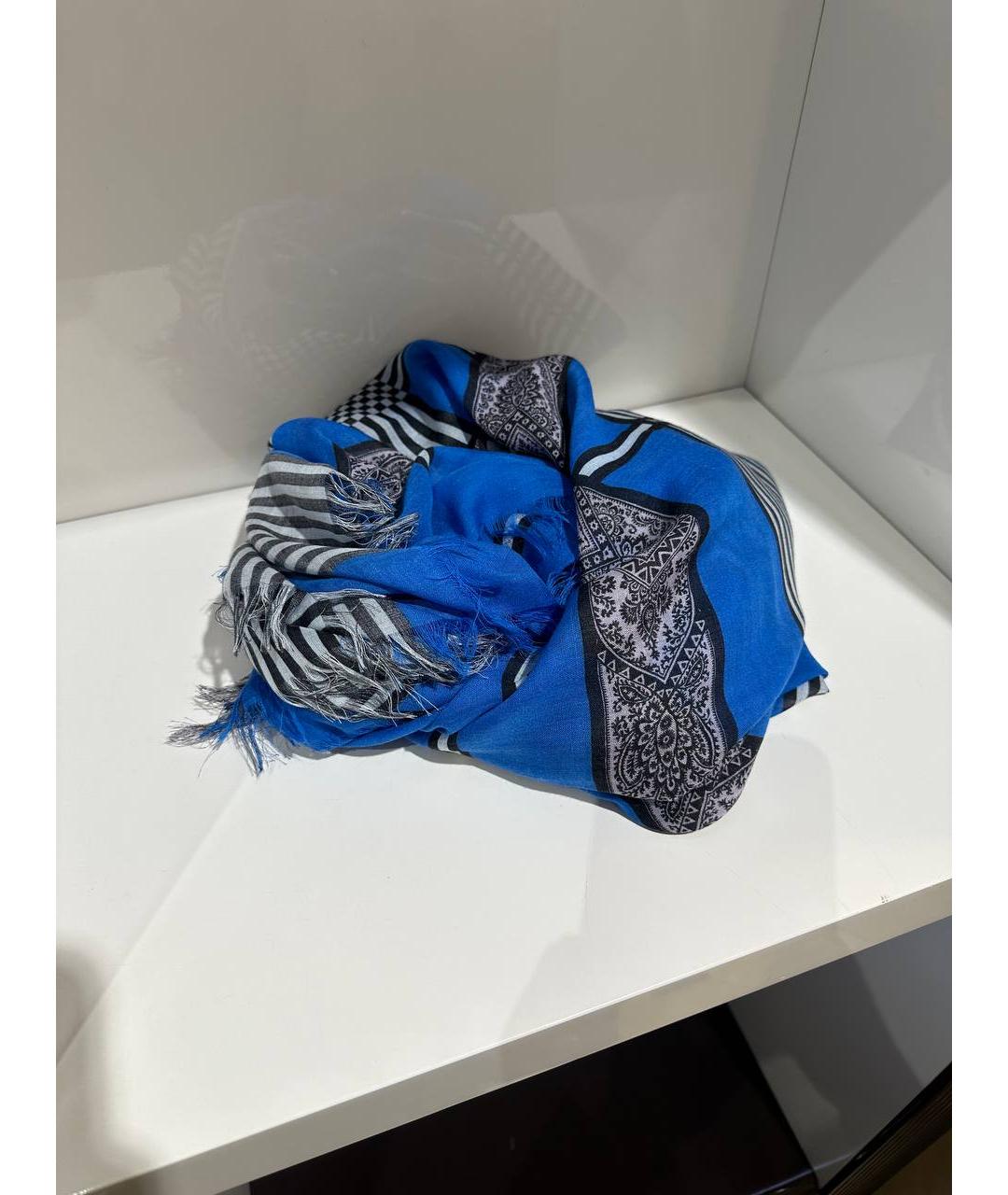 ETRO Синий шерстяной платок, фото 2