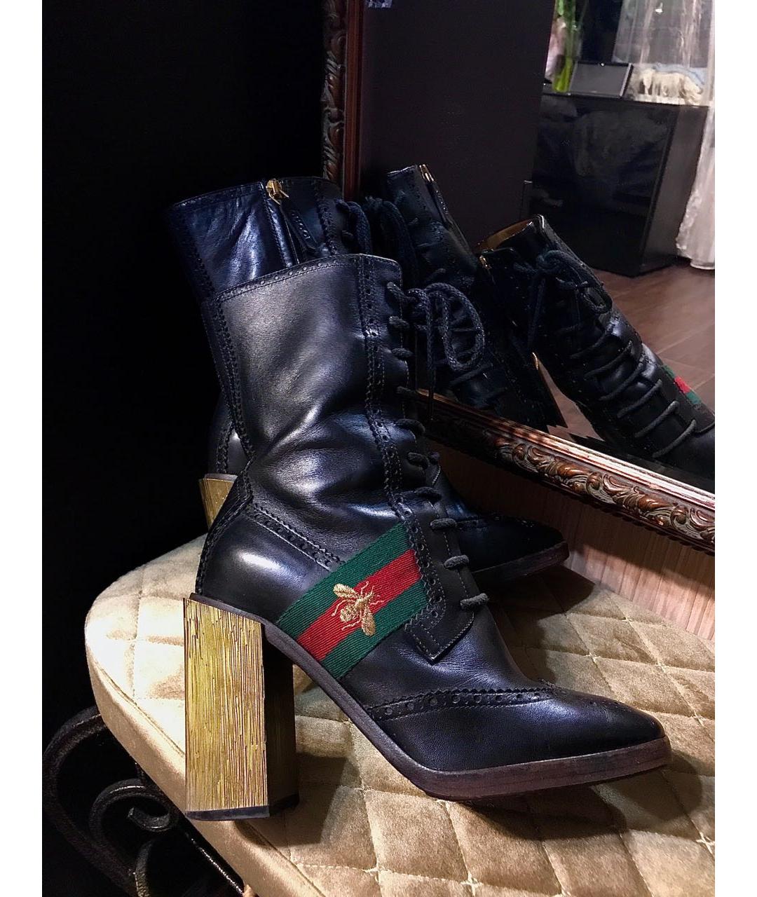 GUCCI Черные кожаные ботильоны, фото 5