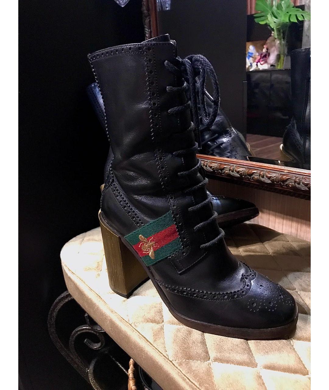 GUCCI Черные кожаные ботильоны, фото 8