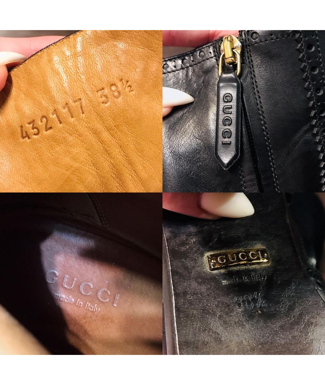 GUCCI Черные кожаные ботильоны, фото 6