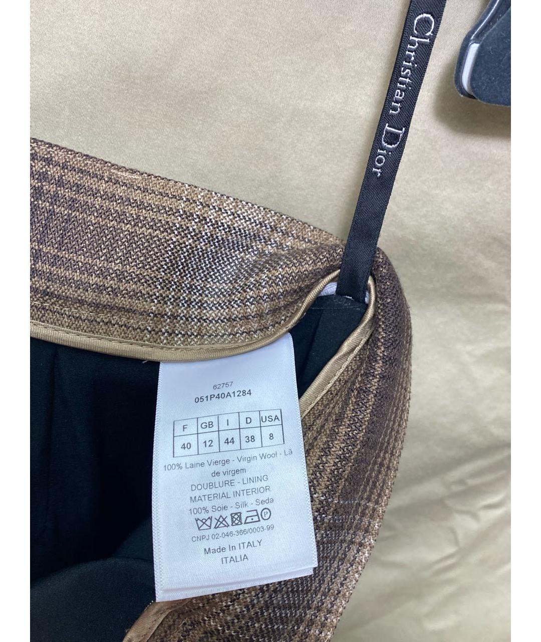 CHRISTIAN DIOR Коричневые шерстяные брюки широкие, фото 6