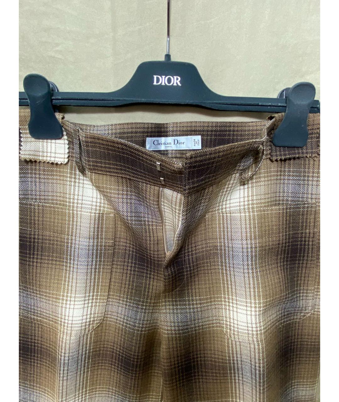 CHRISTIAN DIOR Коричневые шерстяные брюки широкие, фото 3