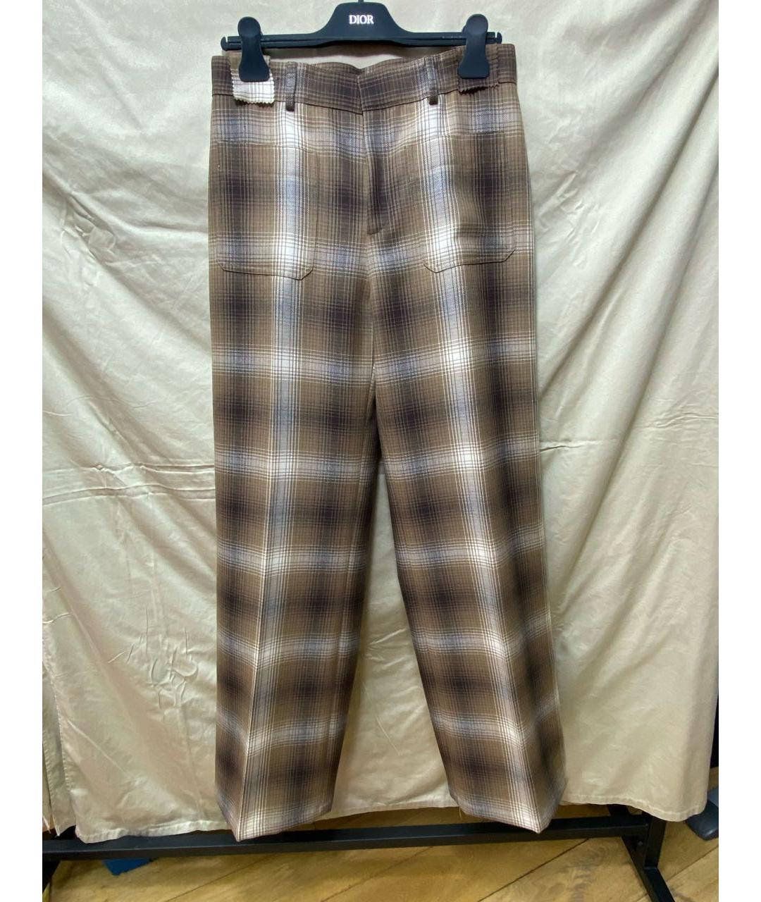 CHRISTIAN DIOR Коричневые шерстяные брюки широкие, фото 8