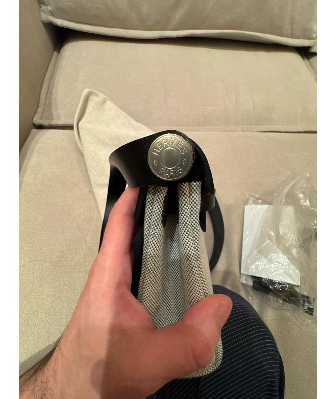 HERMES Серая тканевая сумка через плечо, фото 6