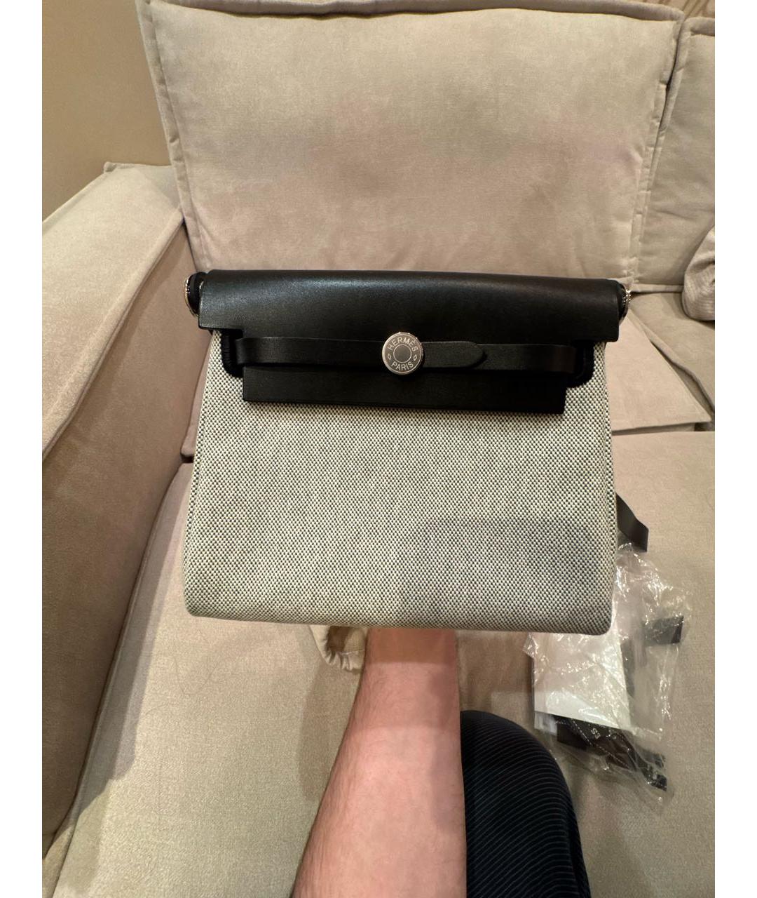 HERMES Серая тканевая сумка через плечо, фото 8