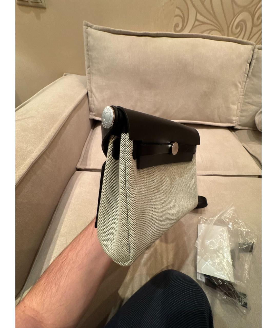 HERMES Серая тканевая сумка через плечо, фото 2