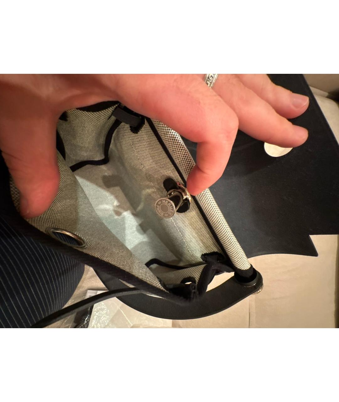 HERMES Серая тканевая сумка через плечо, фото 4