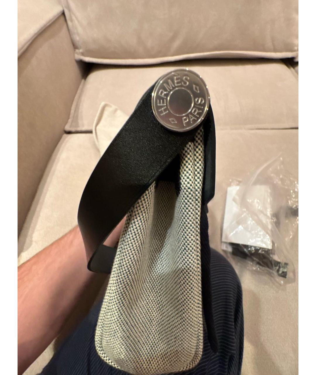 HERMES Серая тканевая сумка через плечо, фото 5