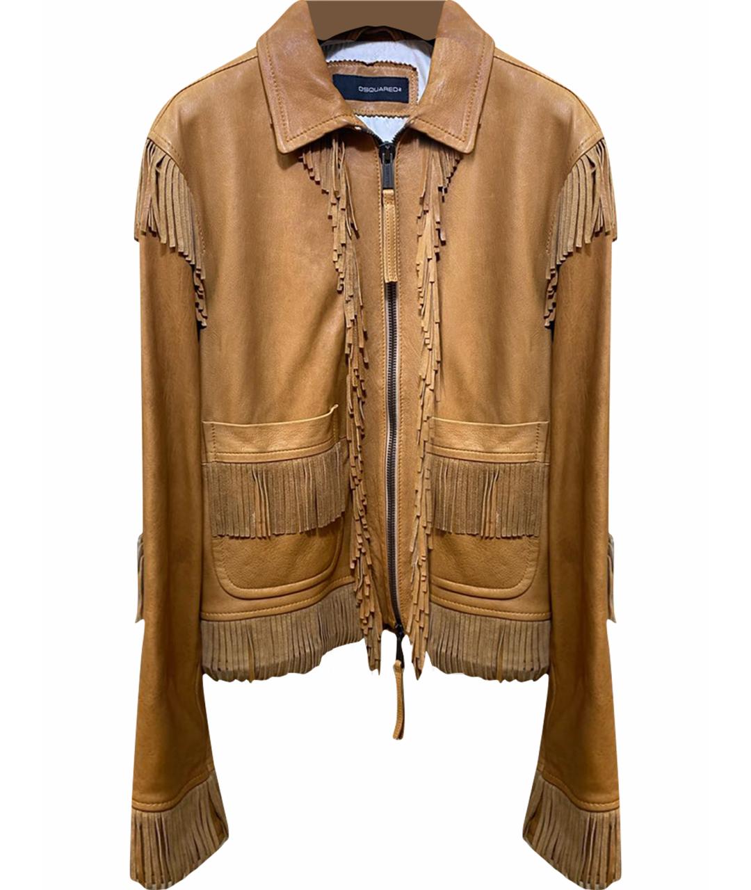 DSQUARED2 Бежевая кожаная куртка, фото 1