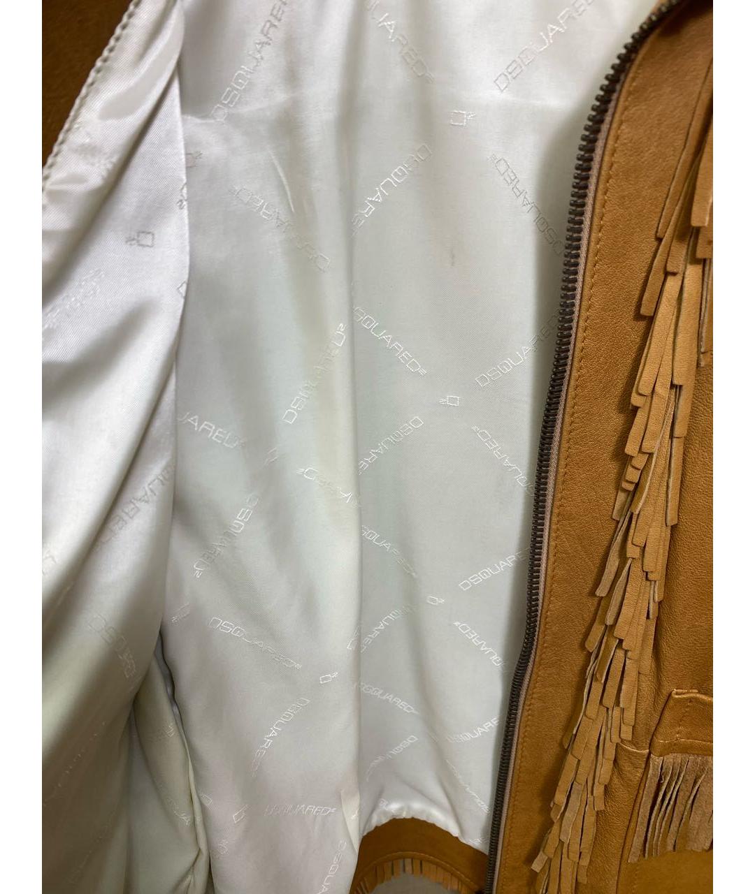 DSQUARED2 Бежевая кожаная куртка, фото 7