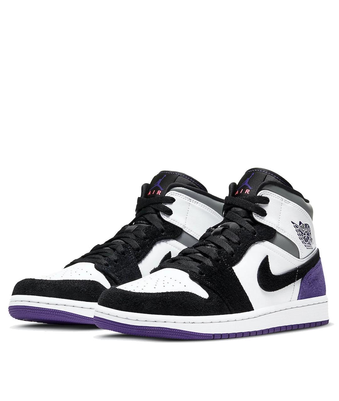 JORDAN Фиолетовые кожаные высокие кроссовки / кеды, фото 2