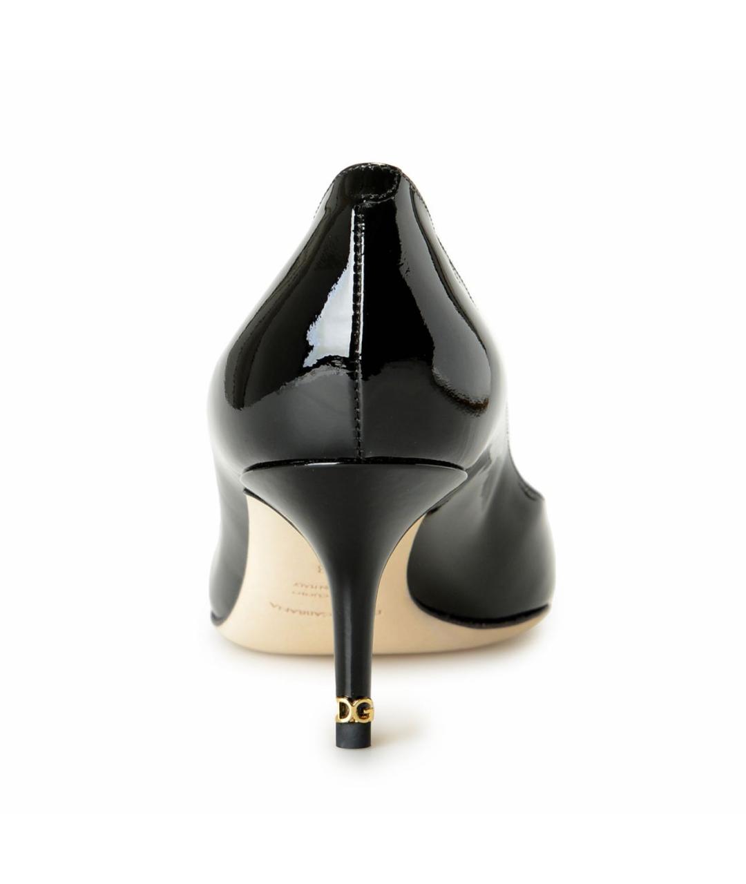 DOLCE&GABBANA Черные лодочки на низком каблуке из лакированной кожи, фото 2
