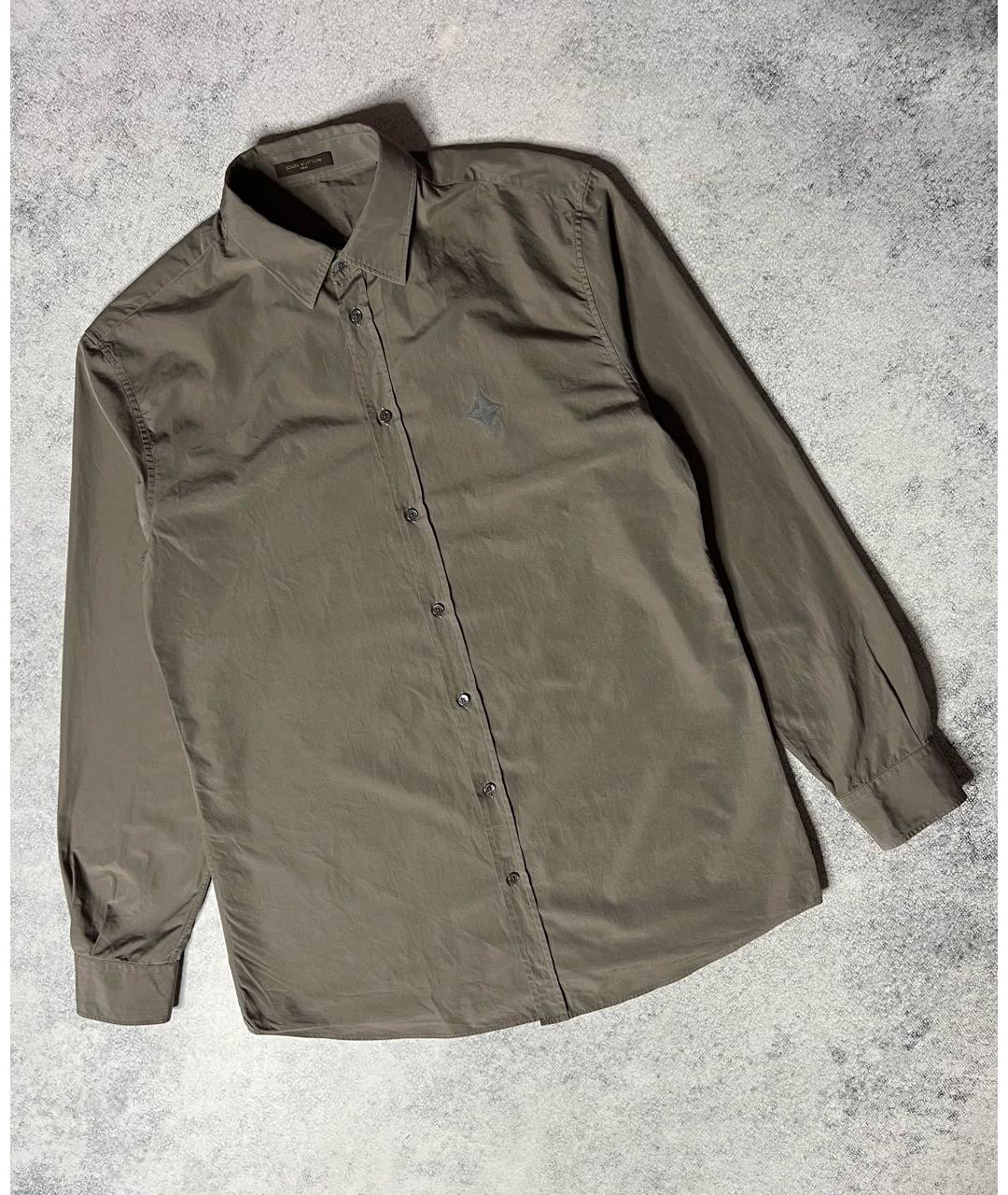 LOUIS VUITTON Хаки хлопковая классическая рубашка, фото 8