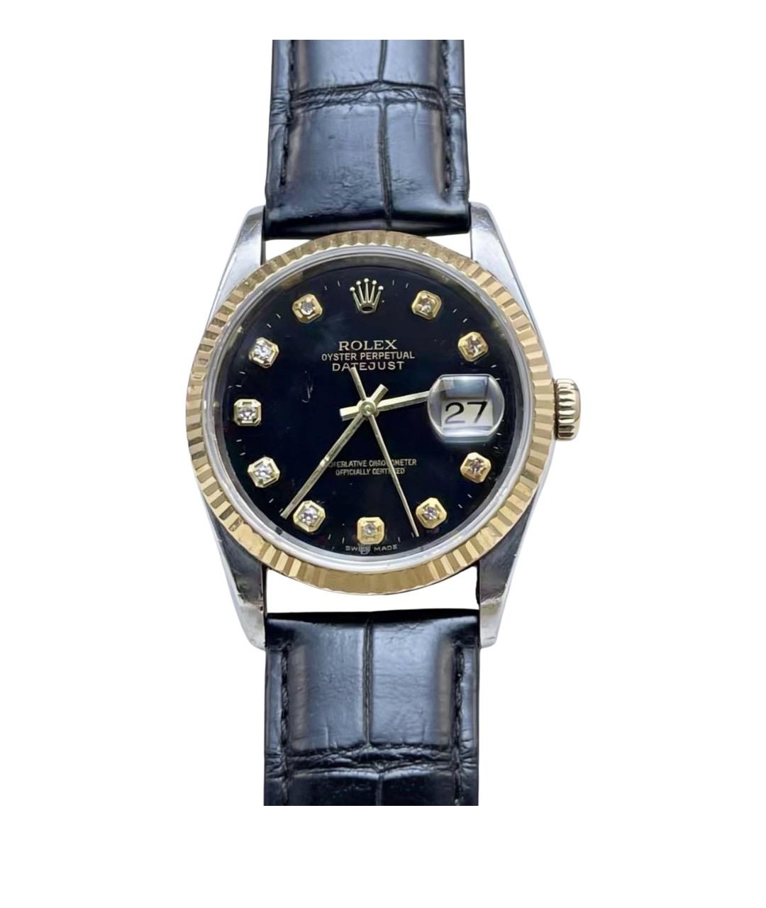 ROLEX Черные часы из желтого золота, фото 1