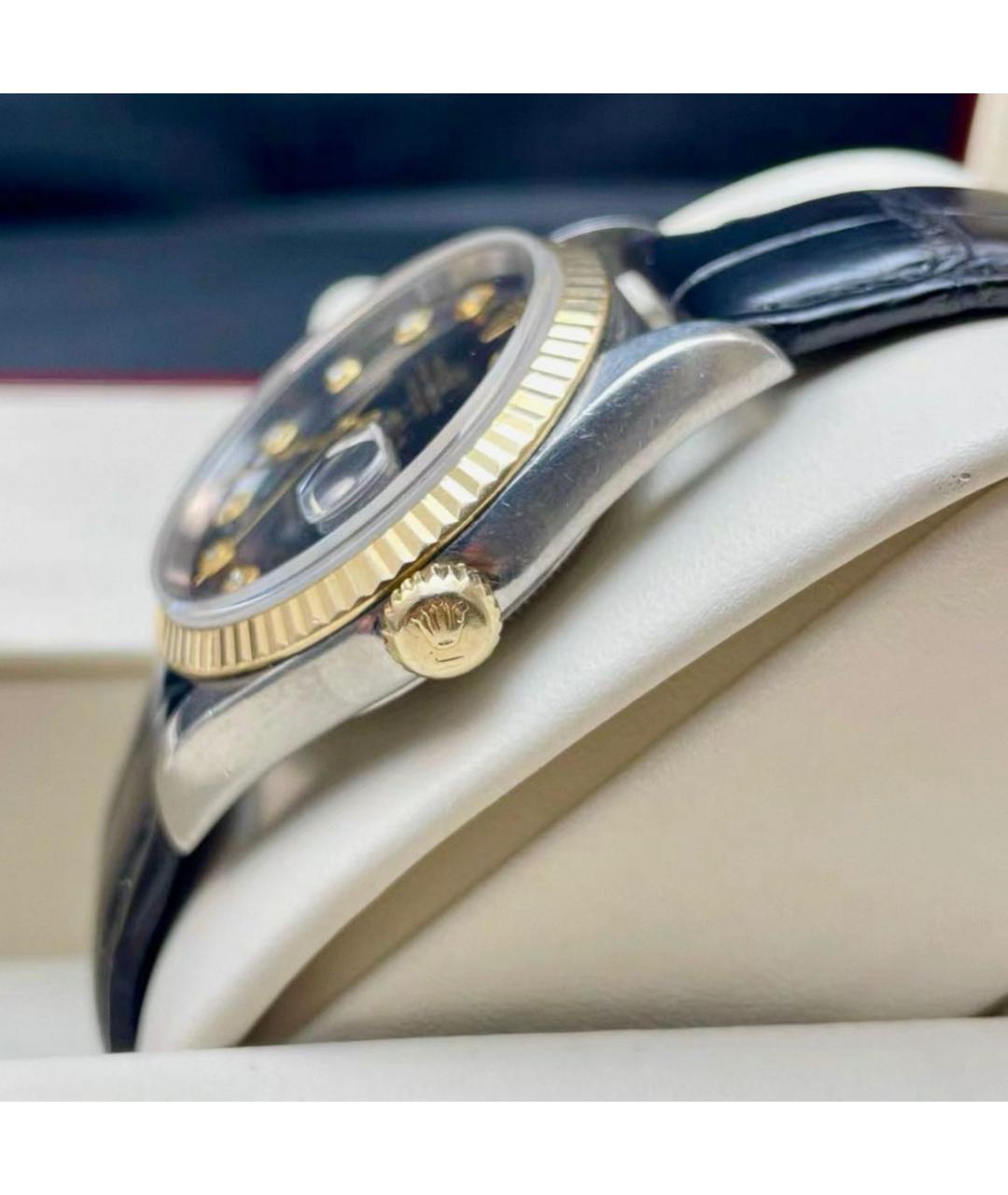 ROLEX Черные часы из желтого золота, фото 3