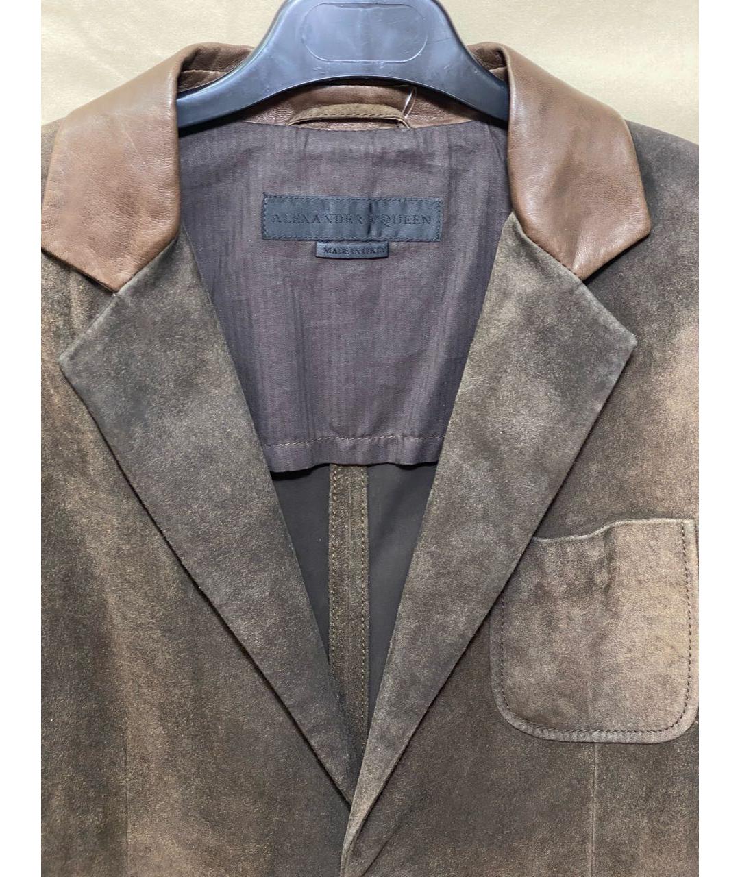 ALEXANDER MCQUEEN Серый кожаный пиджак, фото 3