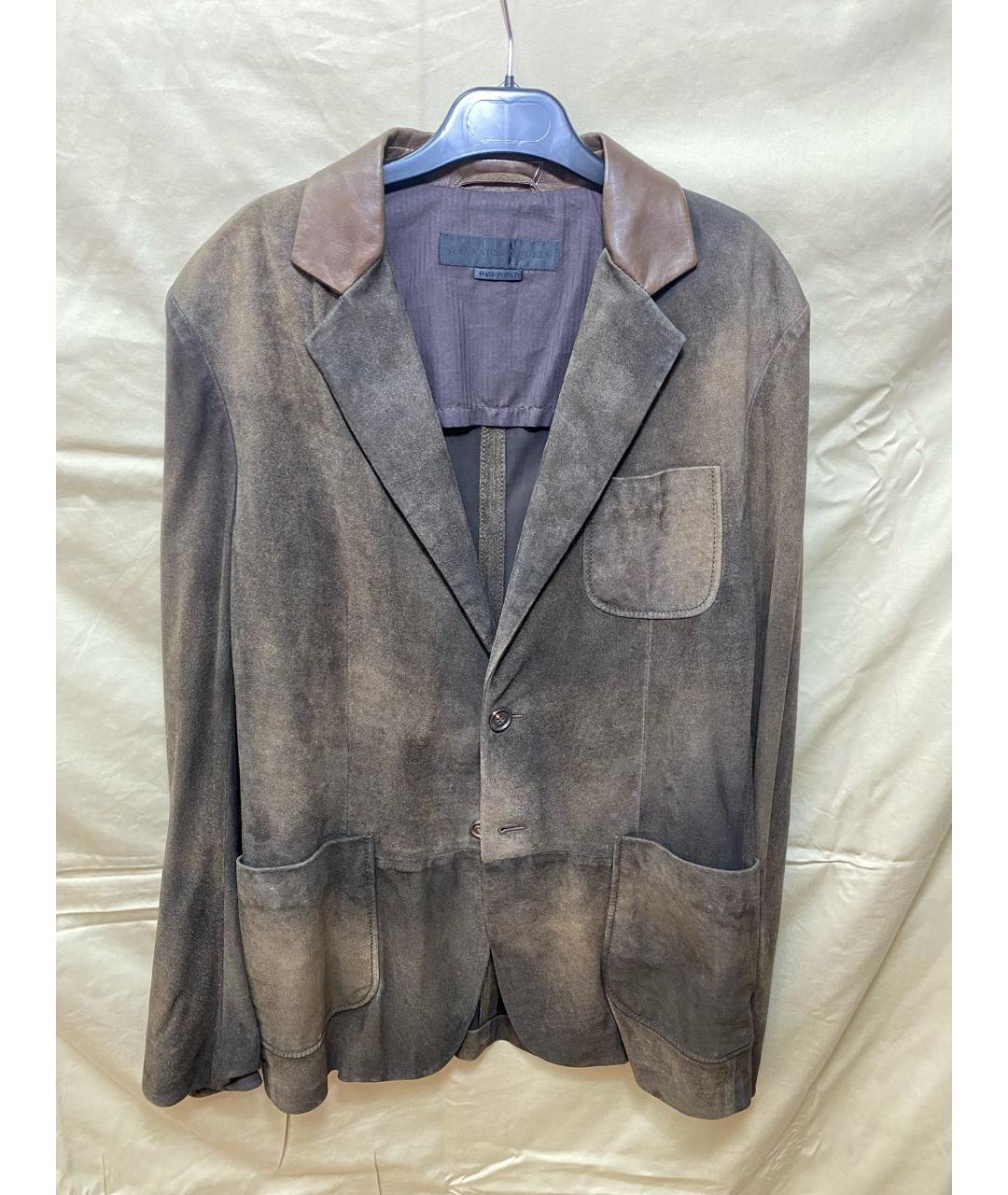 ALEXANDER MCQUEEN Серый кожаный пиджак, фото 9