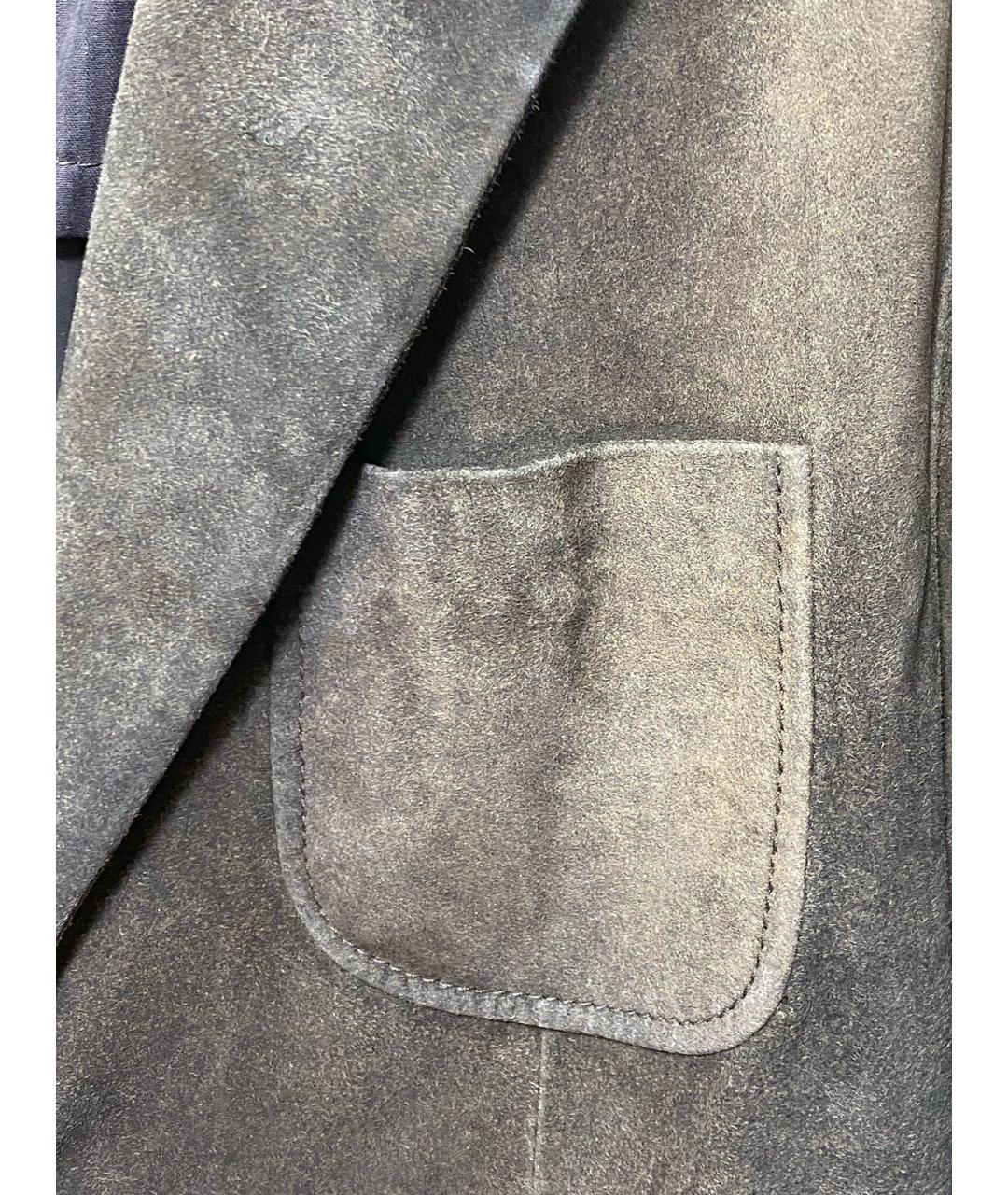ALEXANDER MCQUEEN Серый кожаный пиджак, фото 5