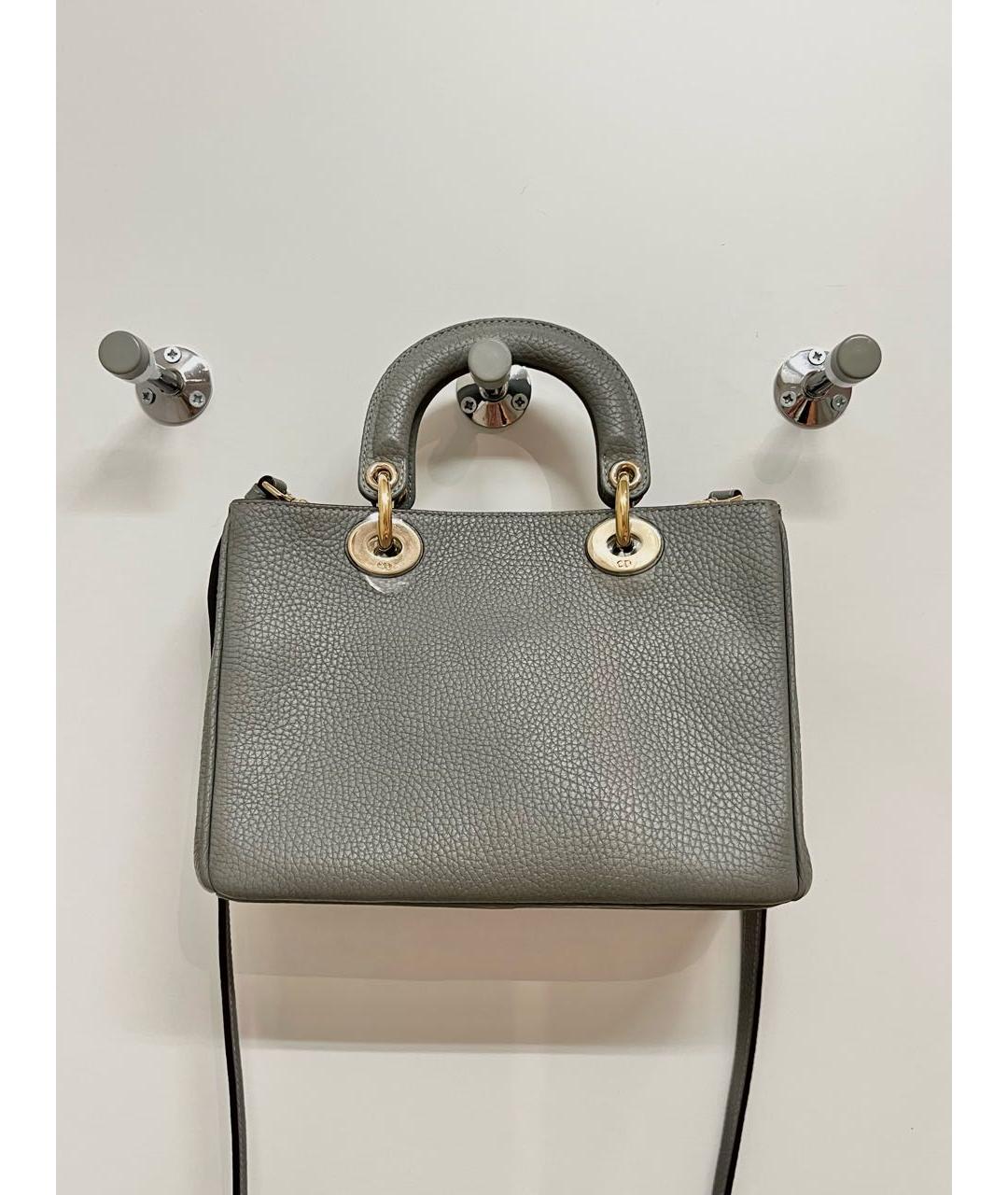 CHRISTIAN DIOR Серая кожаная сумка с короткими ручками, фото 2