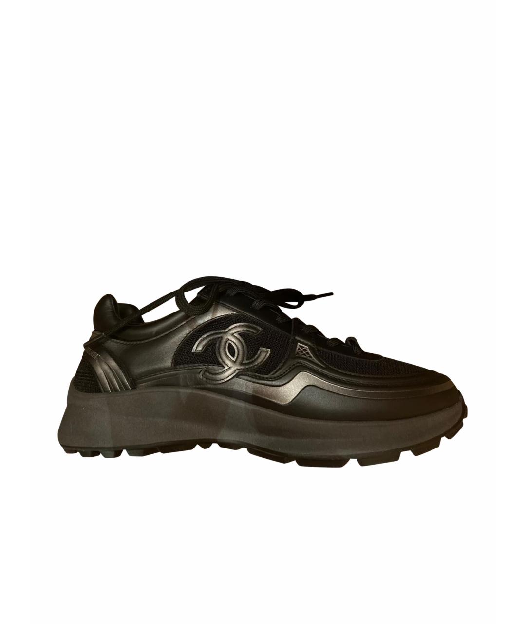 CHANEL Черные кожаные кроссовки, фото 1