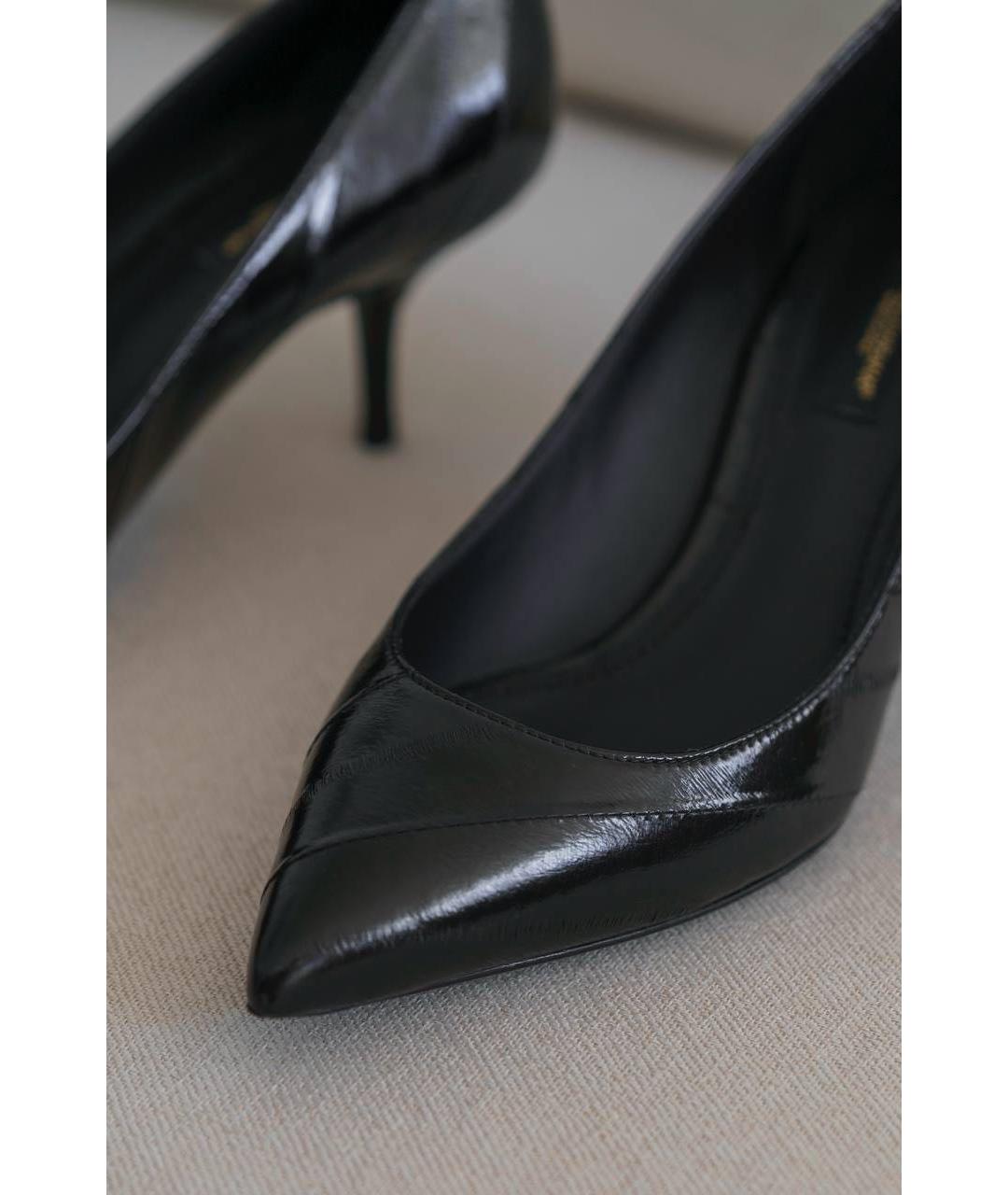 DOLCE&GABBANA Черные кожаные лодочки на низком каблуке, фото 5