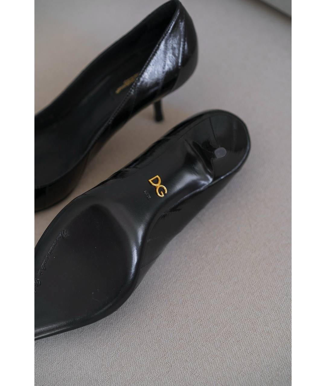 DOLCE&GABBANA Черные кожаные лодочки на низком каблуке, фото 6