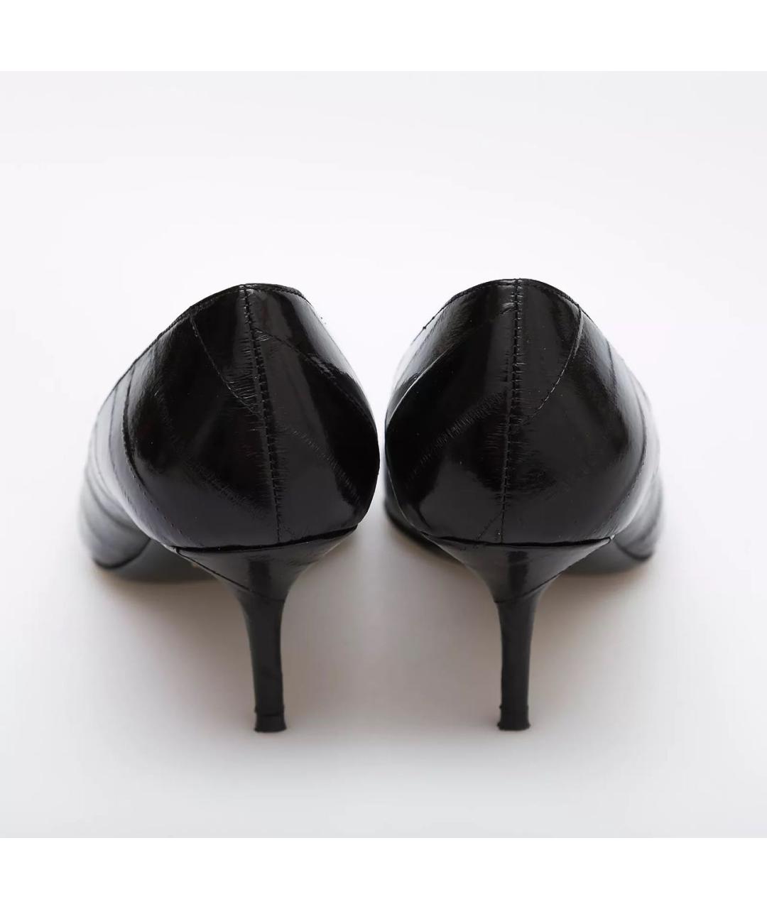 DOLCE&GABBANA Черные кожаные лодочки на низком каблуке, фото 3