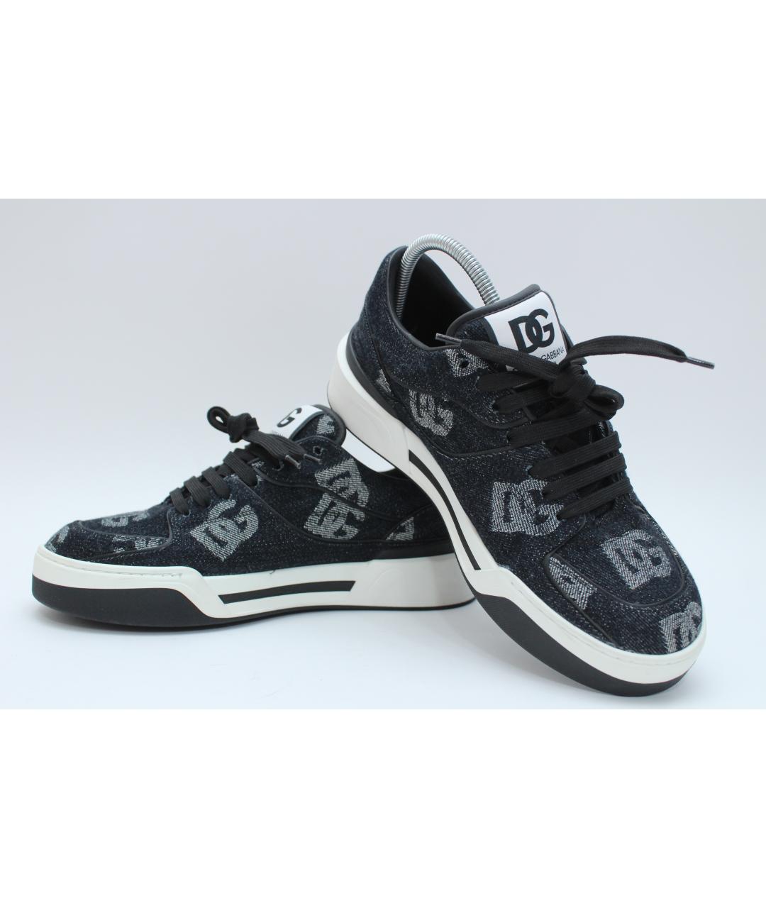 DOLCE&GABBANA Темно-синие текстильные низкие кроссовки / кеды, фото 6