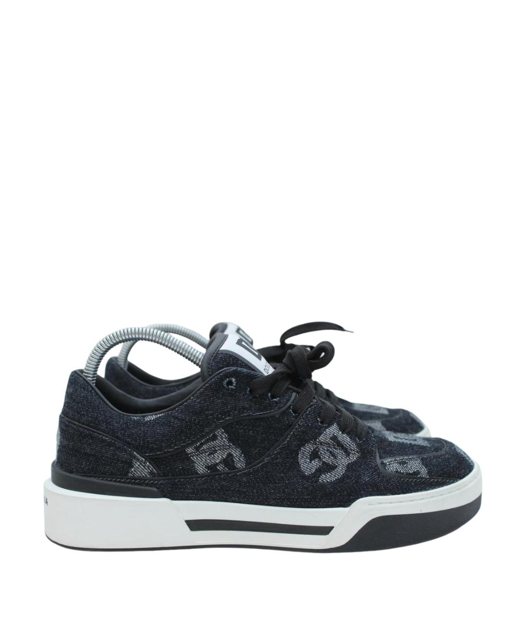 DOLCE&GABBANA Темно-синие текстильные низкие кроссовки / кеды, фото 1